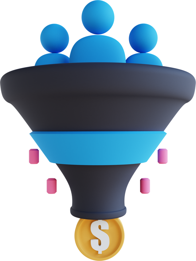 3D illustration sales funnel