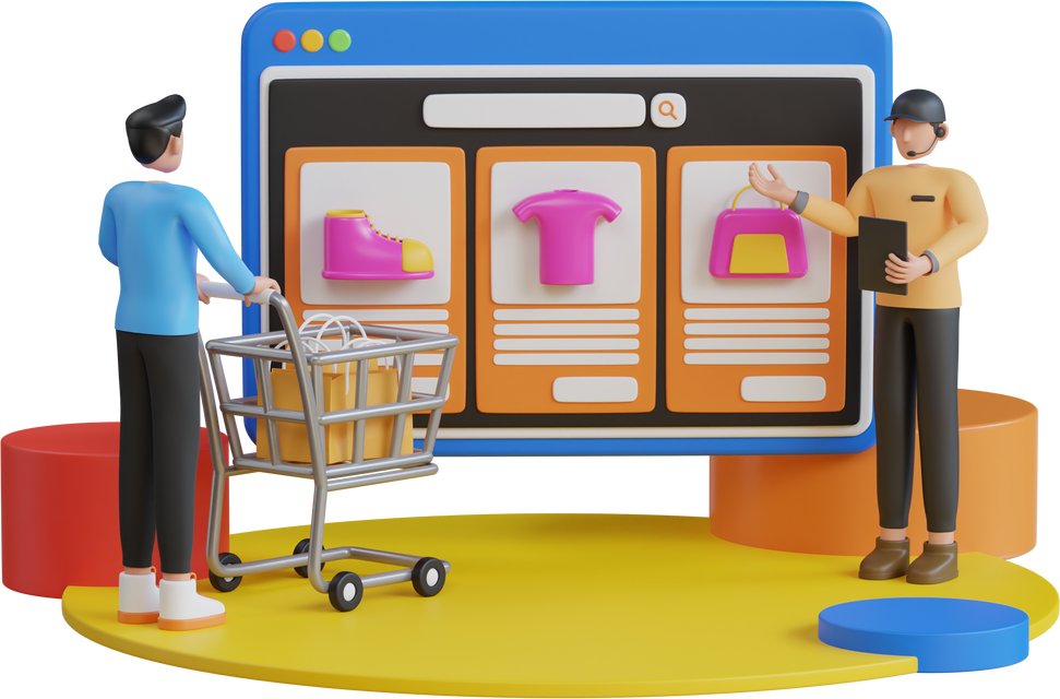 3D Illustration of Live Commerce, E-commerce and Online Selling